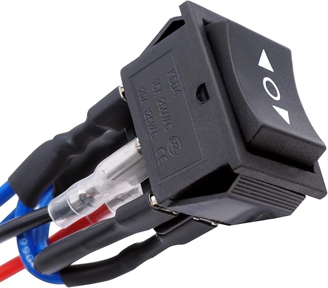 Taiss/Momentary Polarity Reverse Switch DC 12V 10A Motor Control Toggle Switch 6 Pin 3 Position (ON)-Off-(ON) Rocker Switch with Wire Car Motorcycle Boat or Home Appliances KCD2-223-M-JT