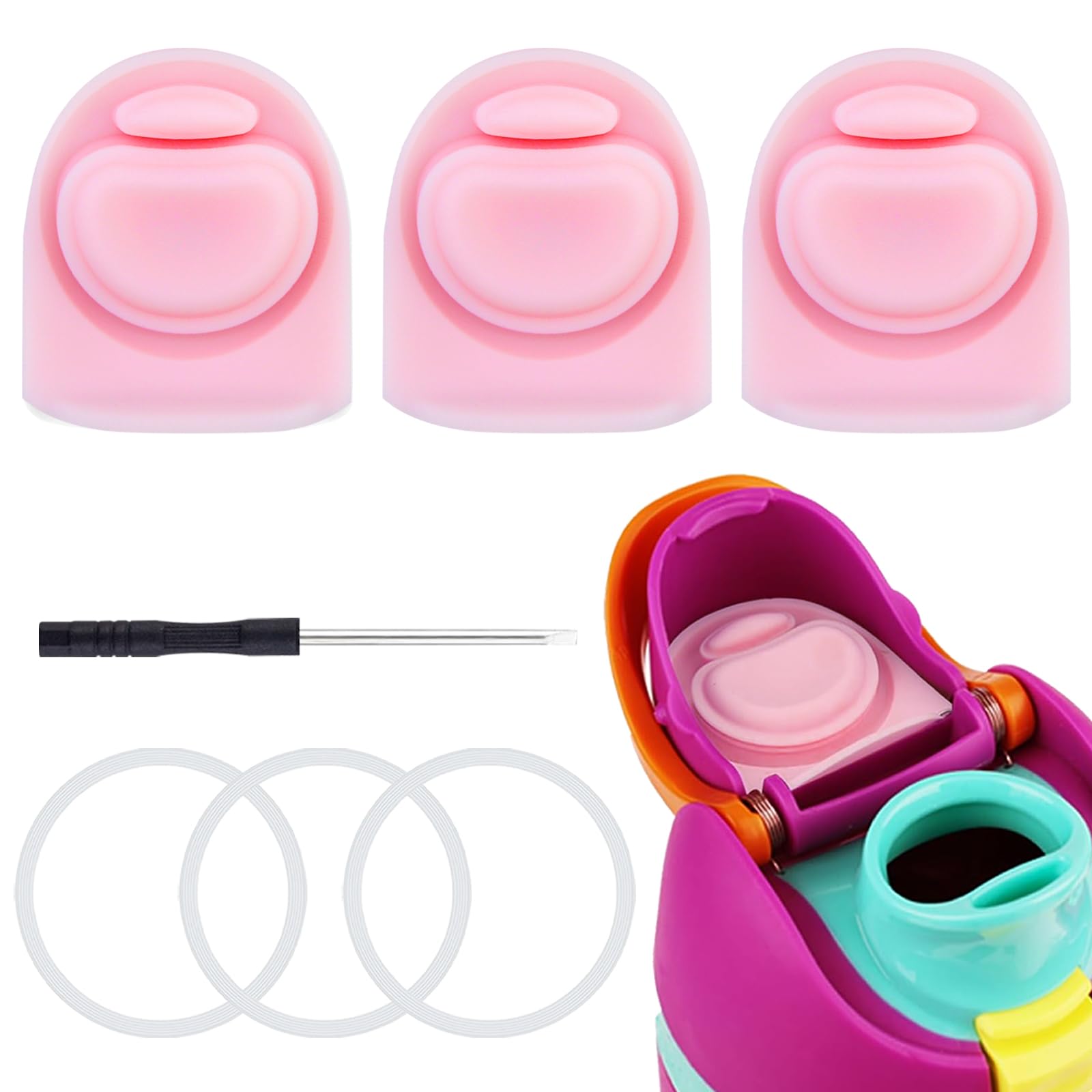 ZUGHXMS 3 Sets Replacement Rubber Stopper and O Ring Gasket Compatible with Owala FreeSip 24oz 32oz,Water Bottle Lid Insert Cap Seal Parts for Owala 16/19/24/25/32/40oz Mouth piece Accessories H4