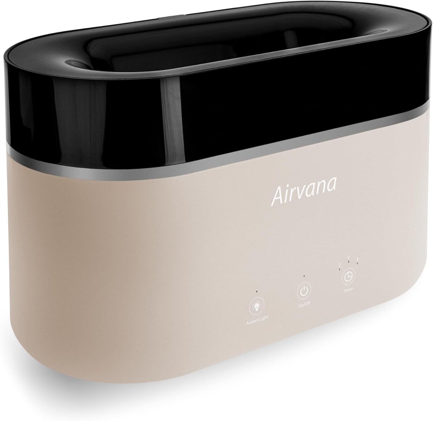 Airvana AquaFlame Ultrasonic Humidifier (.75L / .20 Gal) - Vibration Technology Humidifier with Essential Oil Diffuser – Tabletop Design for Personal Use, Dorm Rooms, & Desks - Taupe