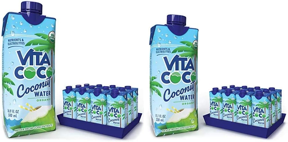 Coconut Water, Pure Organic | Refreshing Coconut Taste | Natural Electrolytes | Vital Nutrients (Pack of 12, 11.1 Oz and 16.9 Oz)