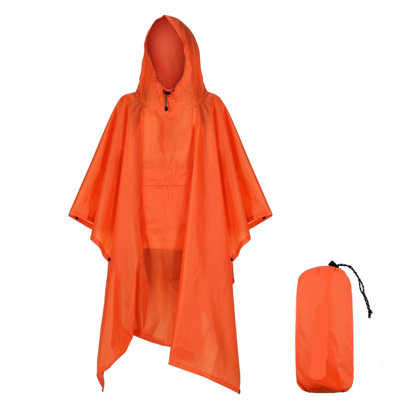 Poncho Lluvia Poncho de Lluvia con Capucha y Bolsillo, Ligero, Impermeable, Chaqueta, Refugio Solar for Hombres Mujeres, Camping, Senderismo Viajes(Orange)