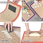 Sapid 4 Pieces Silicone Baking Mats with Measurement, Resuable Non-Stick Silicon Baking Sheet Liners for Oven Pan, Macaron/Cookies Making, Heat- Resistance Countertop Mat (2 Half + 2 Quarter Sizes)