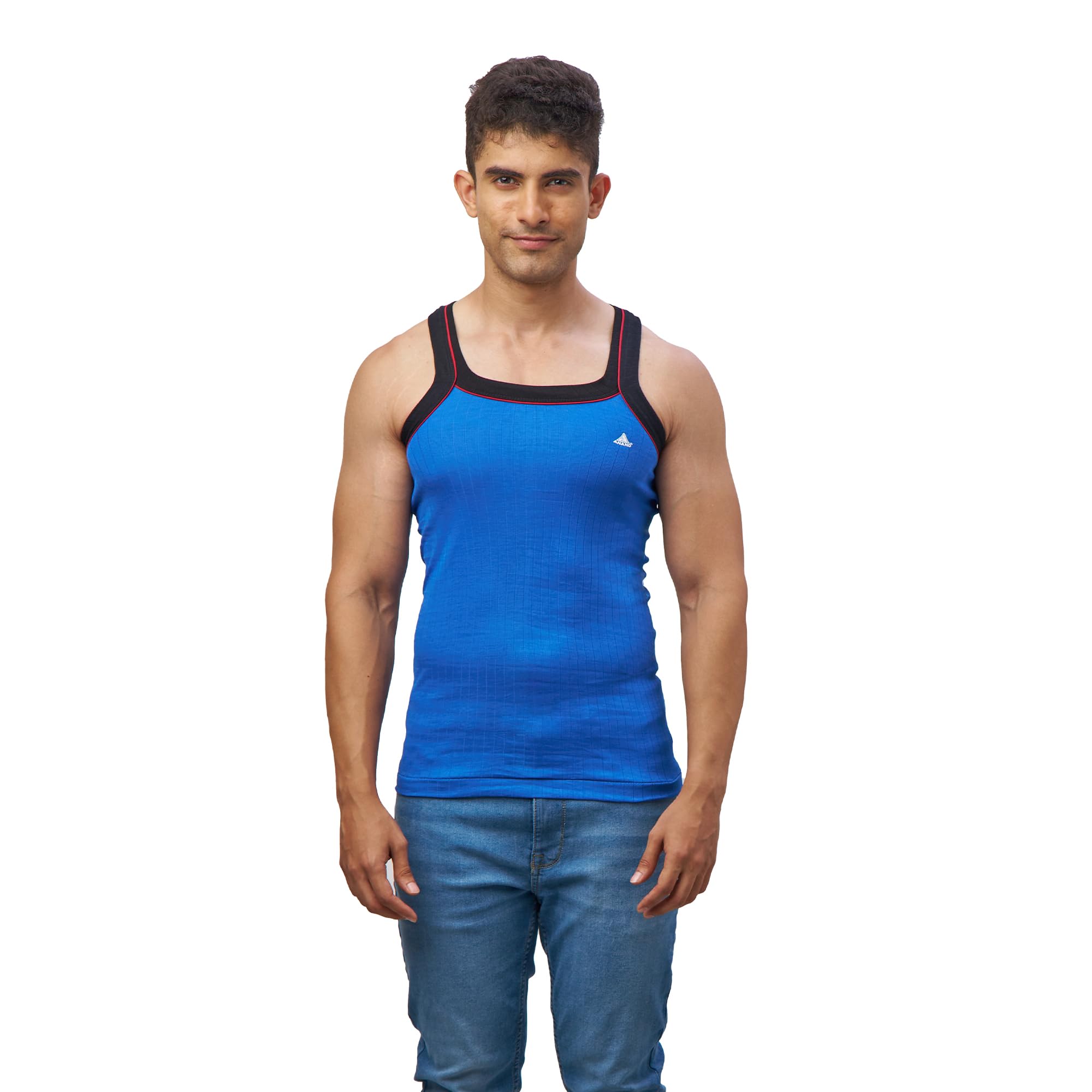 anand Super Gym Vest – High Performance Cotton Athletic Vest, Wide Armhole, Breathable Workout Inner Wear for Men | Pack of 2 | 90cm Multicolor-picture-1