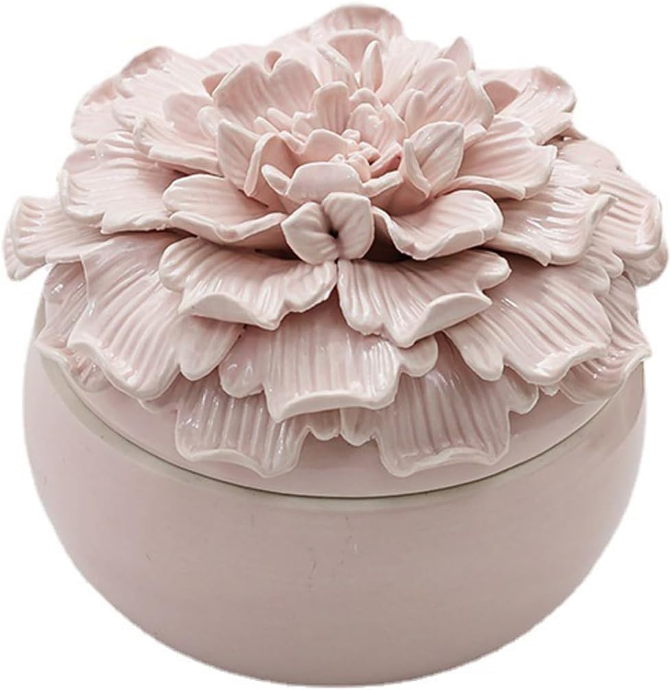 WXMYOZR Pink Floral Jewelry Box, Ceramic Storage Jar with Lid, 4.7 inches by 3.7 inches