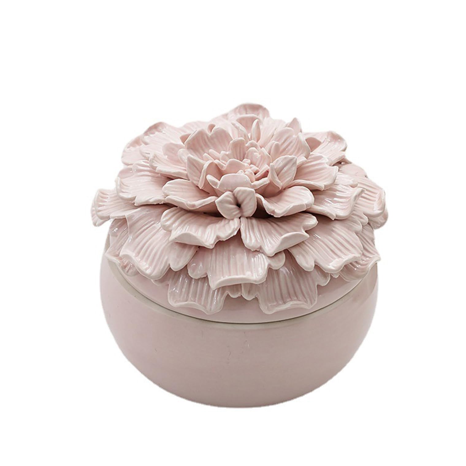 WXMYOZR Pink Trinket Box Porcelain with Lid, Ceramic Floral Jewelry Boxes for Girls Women Candy Jar Candle Jar Small Ceramic Storage Jar