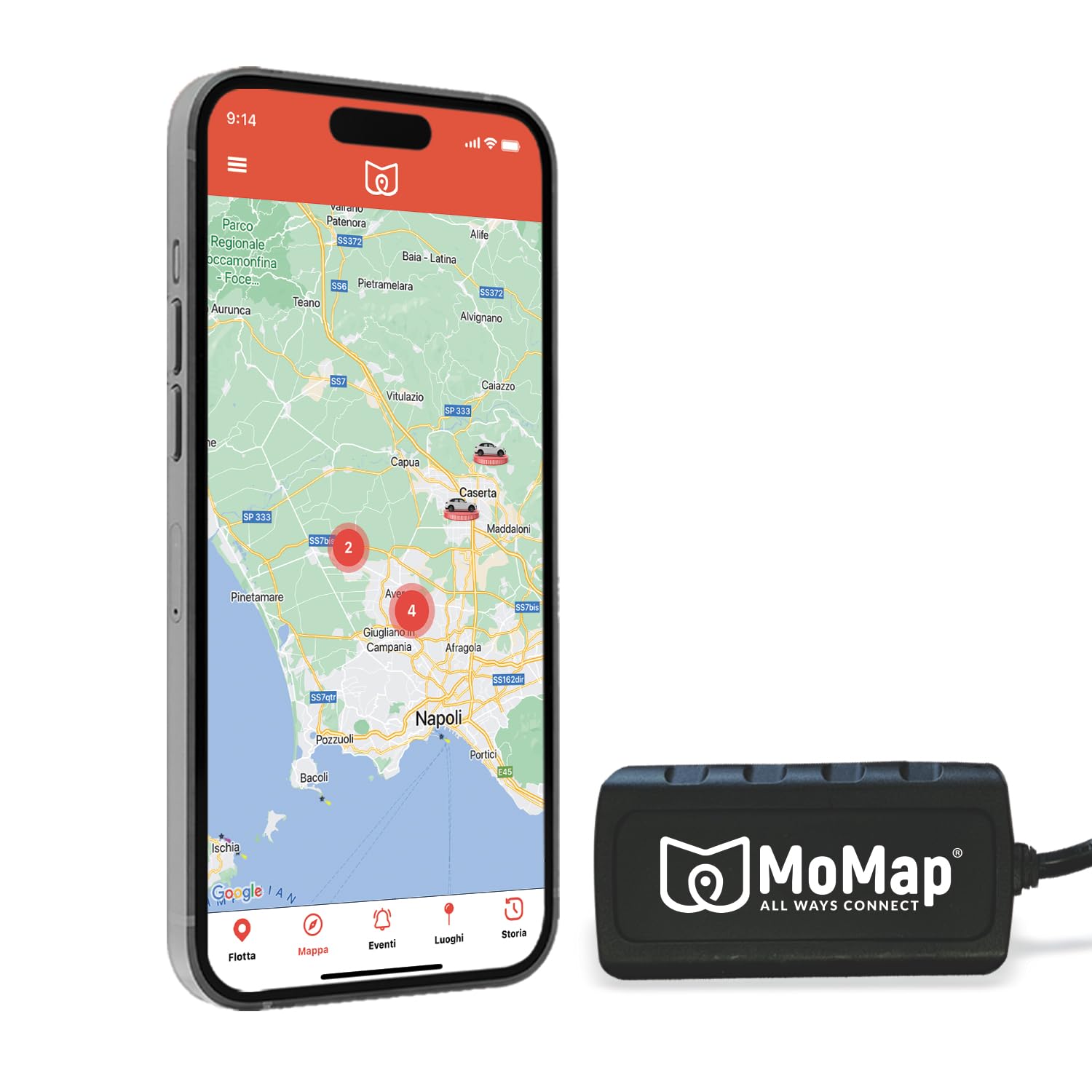 MoMap Start 4G – GPS Tracker per Auto e Moto | Blocco Automatico dell’avviamento dopo 30 secondi | Monitoraggio dello Stato della Batteria | App 100% Italiana e Supporto Clienti 100% Italiano