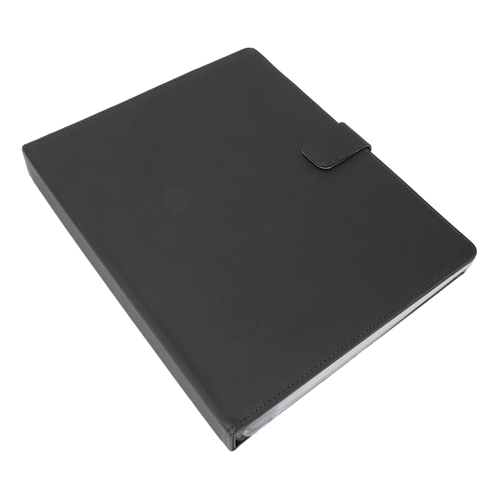 Fafeicy Teczka na Nuty, 3-pierścieniowy Segregator A4 ze Skóry PU z Numerami Stron dla Orkiestry i Chóru (BLACK)