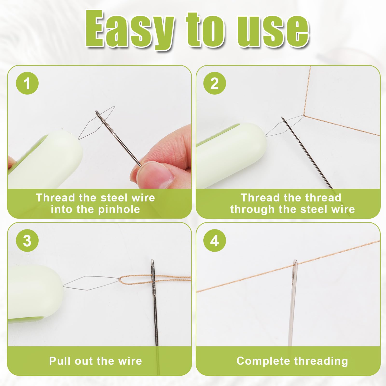 QHASPHC 3-in-1 Needle Threader & Seam Ripper - With Magnetic Needle Case, Hand Sewing Tool