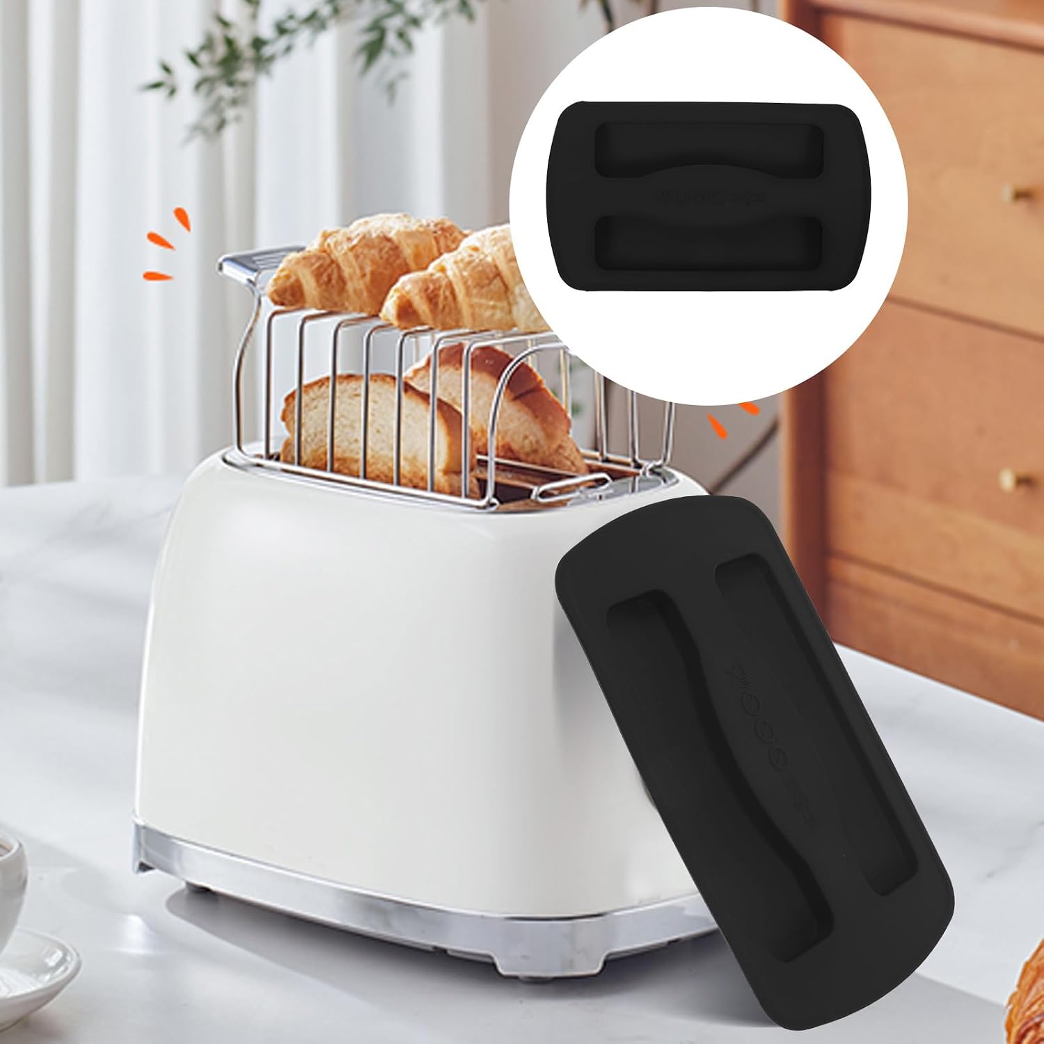 Yardwe Silicone Toaster Cover Black Bread Machine Dustproof Lid 2 Slice Toaster Protective Cover for Kitchen Use