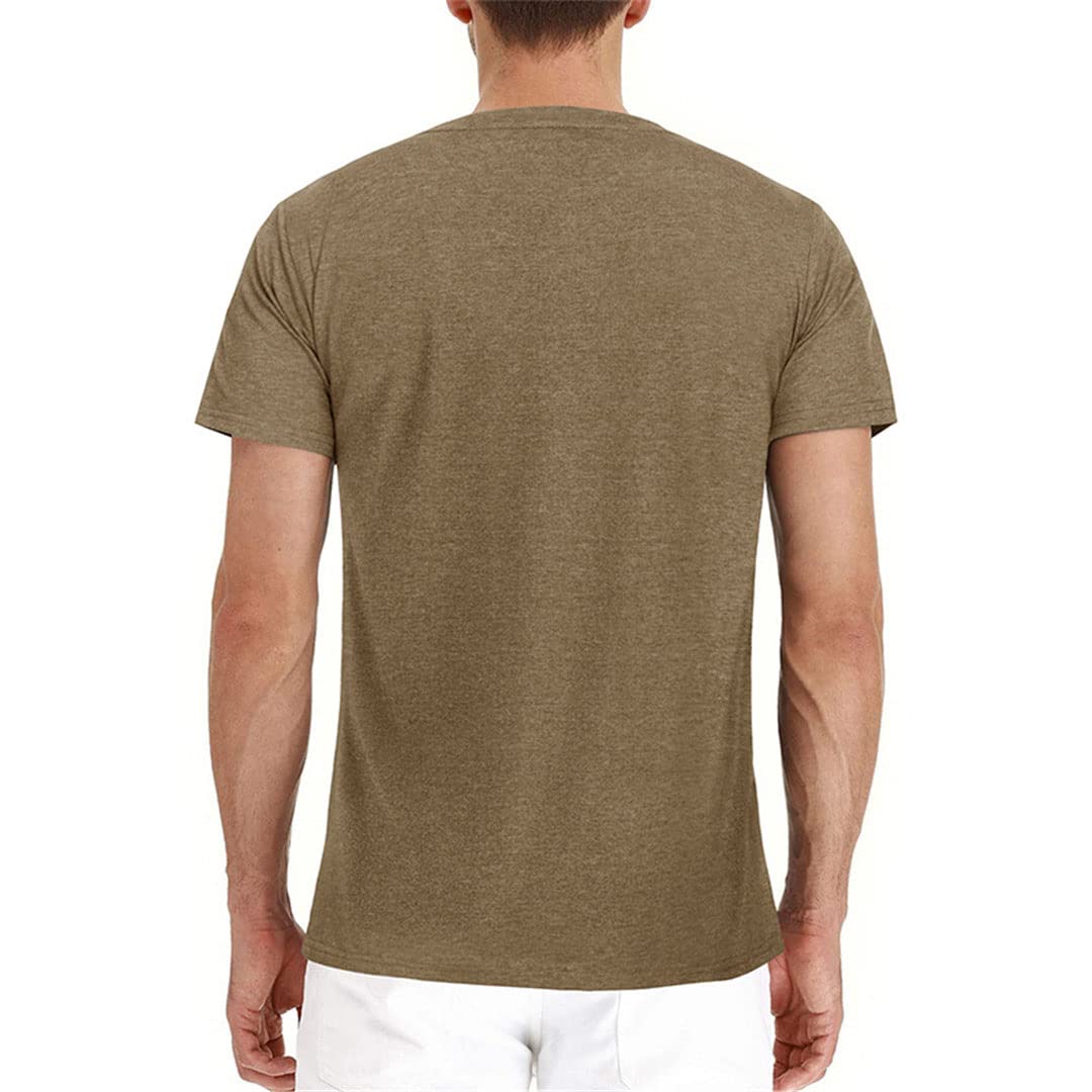 Camisetas de verano para hombre, manga corta, estilo Henley, casual, con un solo botonadura, bolsillo, azul vaquero, XL