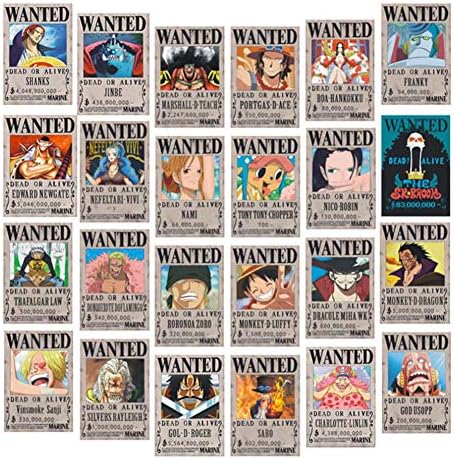 UCAI ONE PIECE Wanted Order Poster SetÔºåCartoon Anime HD Scroll Painting Art Paper Characters Poster for Home Decor Fans Gift(24pcs)