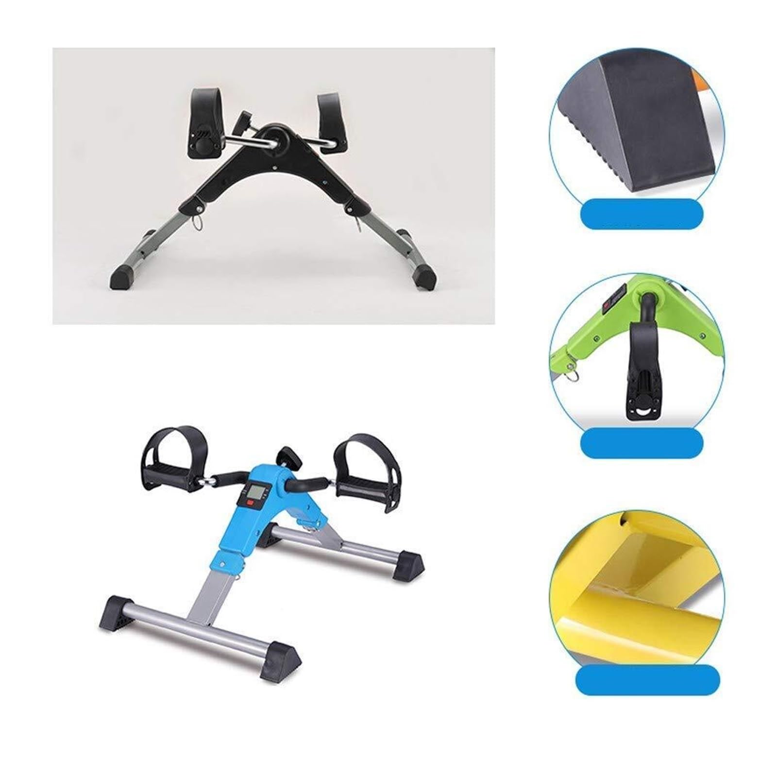 Bicicleta Estática Bajo Escritorio Plegable - Pedalera Portátil para Piernas y Brazos con Pantalla LCD, Equipo Fitness Silencioso para Casa y Oficina