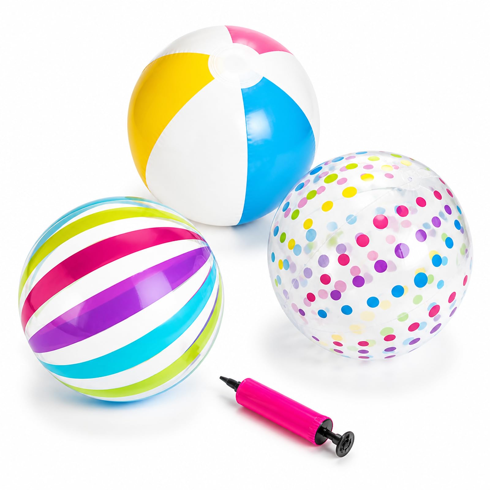 kiwkww 4PCS 40cm Inflatable Beach Ball Set with Air Pump for Party