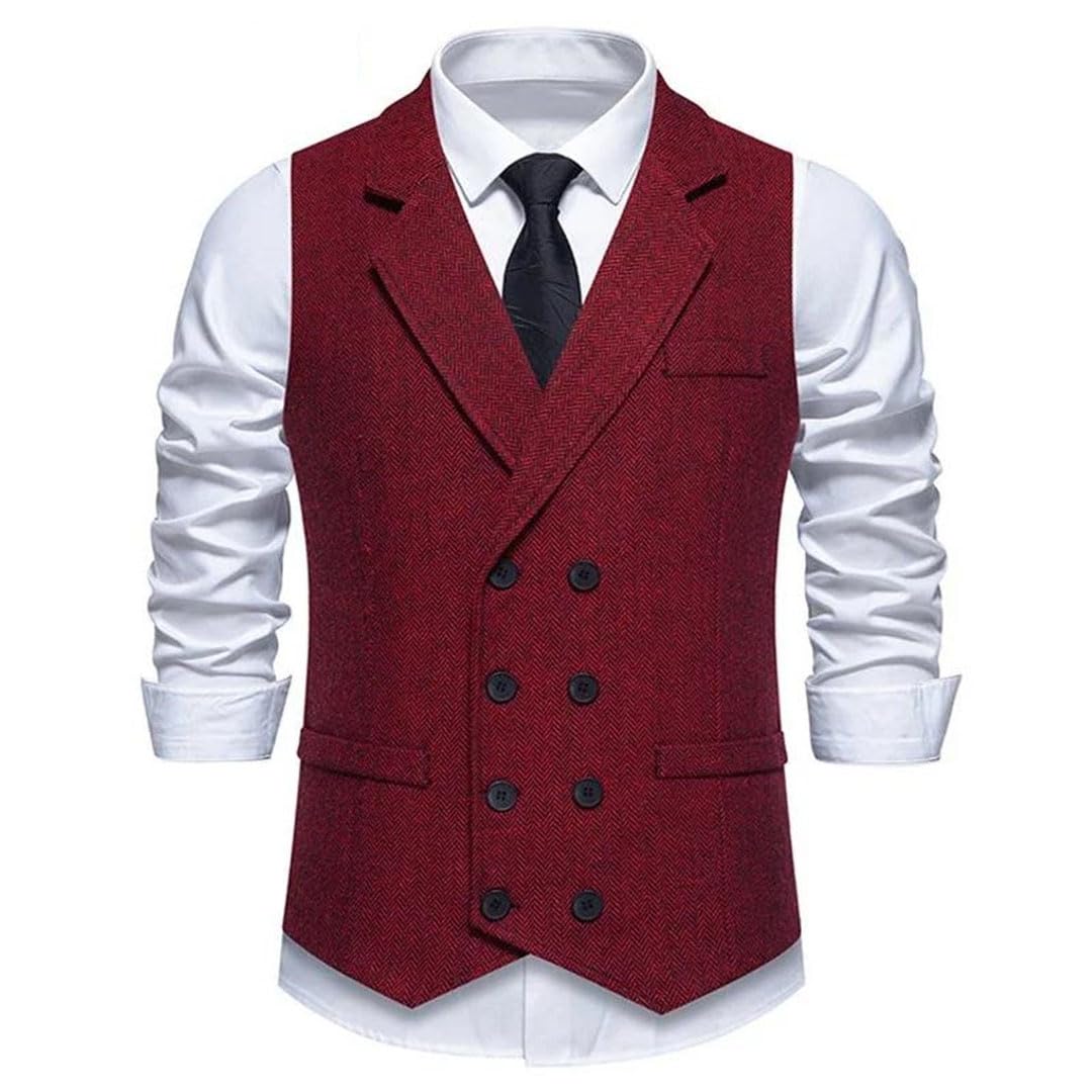 Męski garnitur w jodełkę vintage dwurzędowa kamizelka ślubna formalna hombre gotycka kamizelka