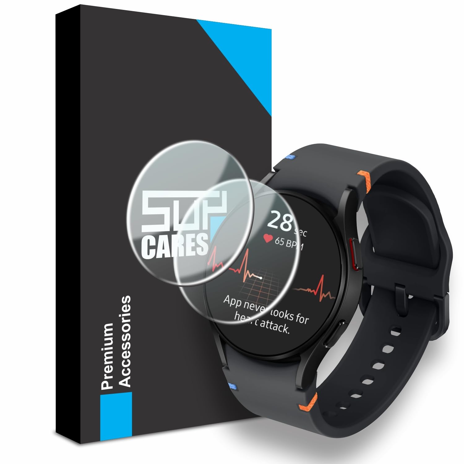 SupCares Military-Grade Gorilla Tempered Glass Screen Protector for Samsung Galaxy Watch 8, 7, 6, 5, 4 and Galaxy Watch FE (40 mm) With Installation Kit | Transparent | Pack of 2