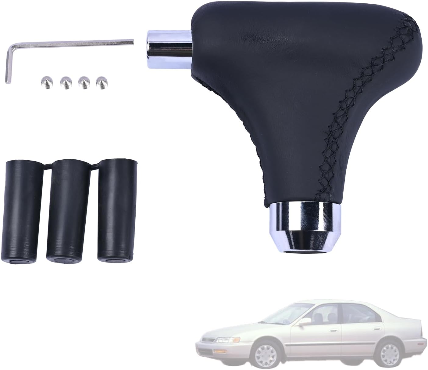 Getfarway Leather Automatic Shift Knob for Honda Accord Civic 1994-1997 - Durable Black Gear Shifter Handle