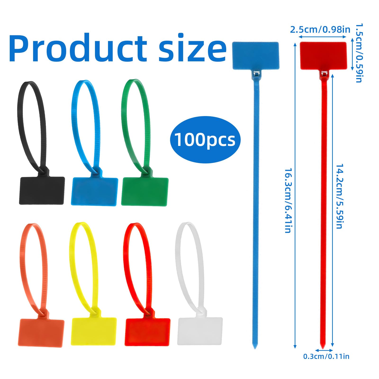 Cable Zip Tie with Tag 100 Pcs Wire Zip Ties with Label Self-Locking - Image 2