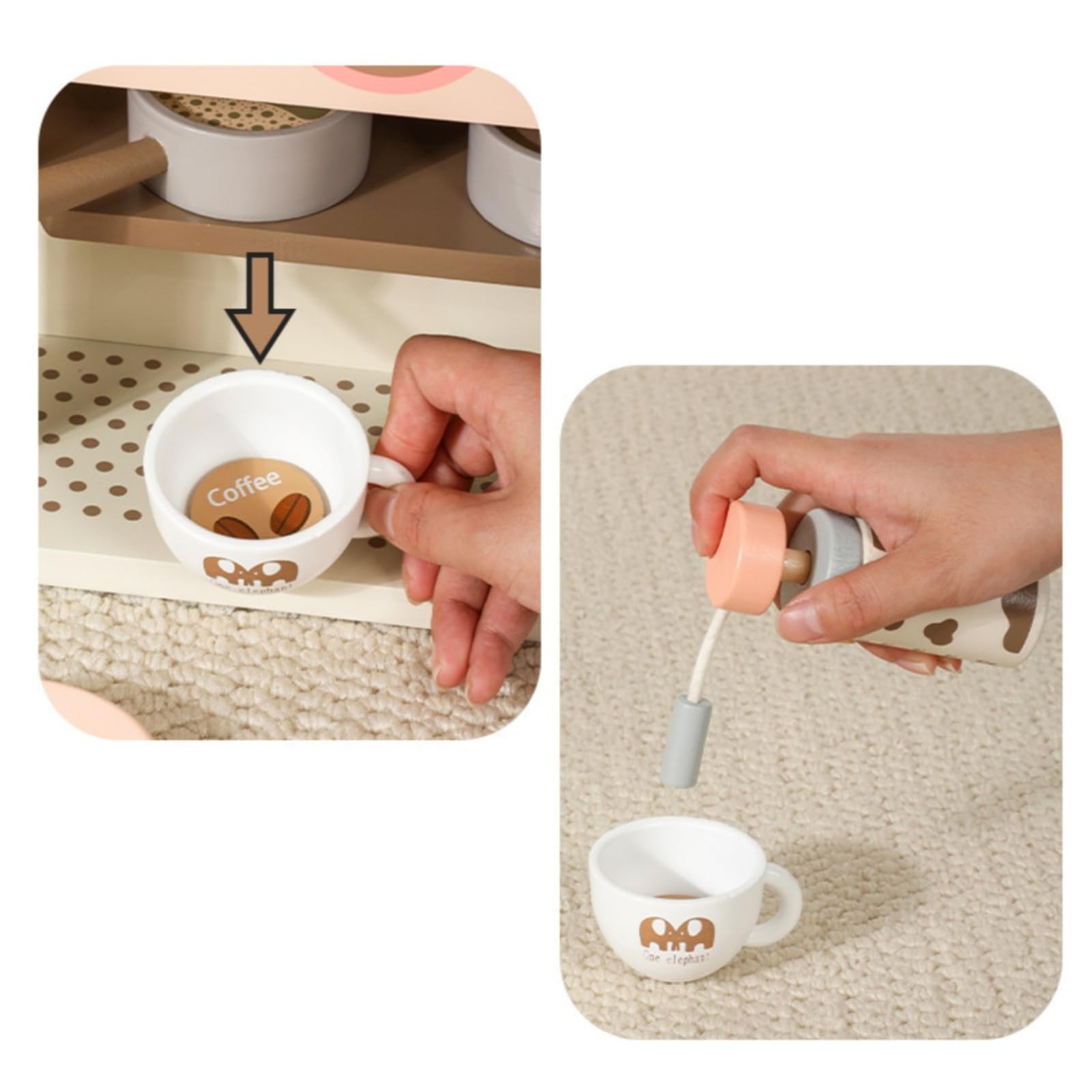 Accessori Inclusi a Tema Cucina Macchina Caffè Giocattolo in Legno Gioco di Imitazione per Bambini