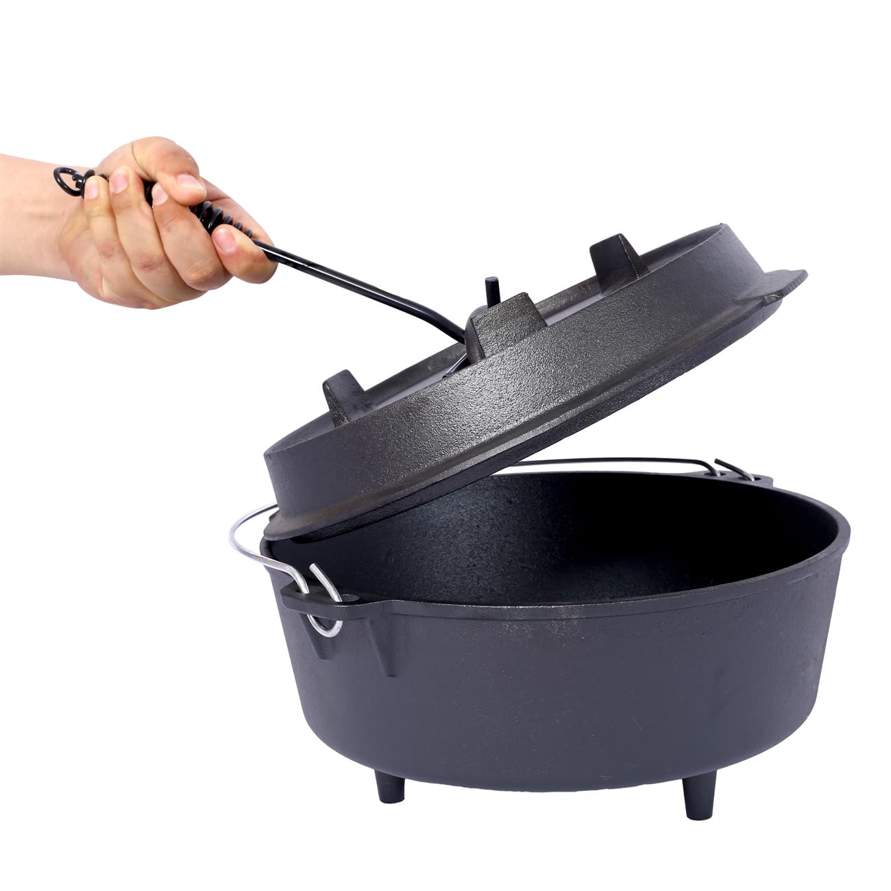 Buffalo BBQ Olla Holandesa Hierro Fundido 7.5L - Para Barbacoa, Camping Y Exteriores Con Accesorios