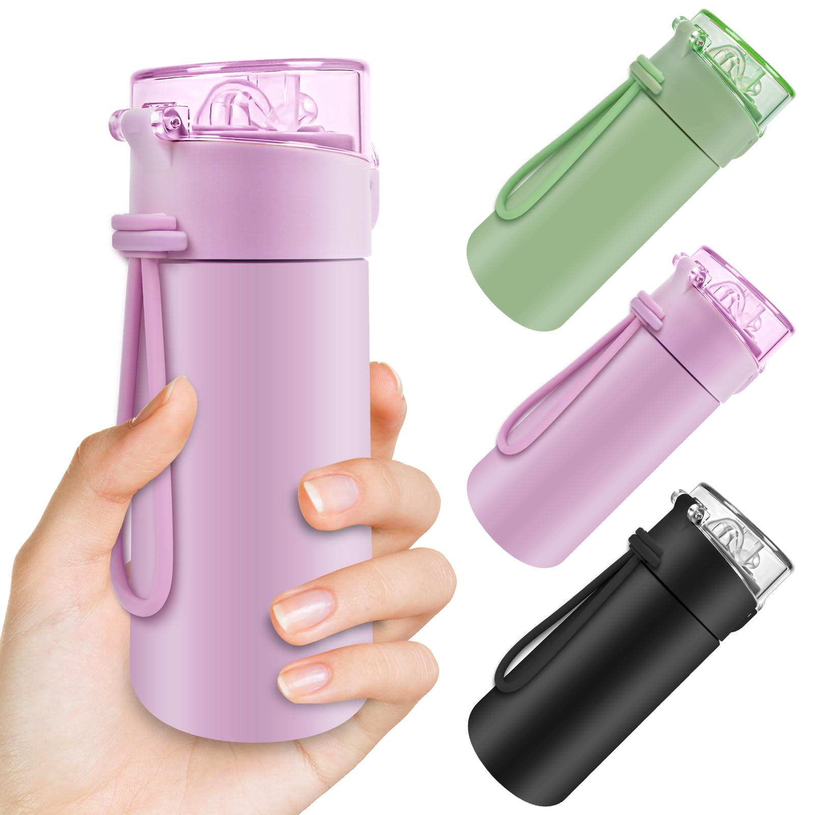 AMFUN 150ml Stainless Steel Insulated Water Bottles, Double Wall Vacuum Small Flask, Water Bottle with Straw