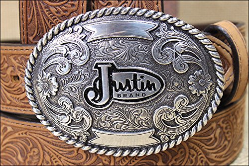 Justin 30" Copper Grizzle Trophy Western Tooled Leather Belt 1-1/2" Wide4