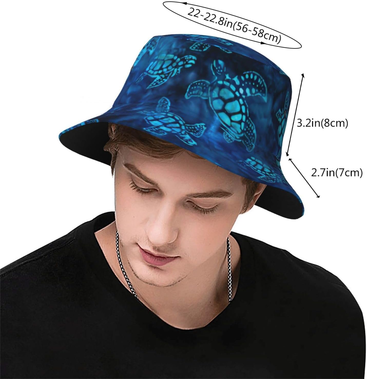 Sea Turtle-Blue Print Bucket Hat for Men Women,Fun Sun Hats,Fisherman Outdoor Summer Travel Hiking Cap