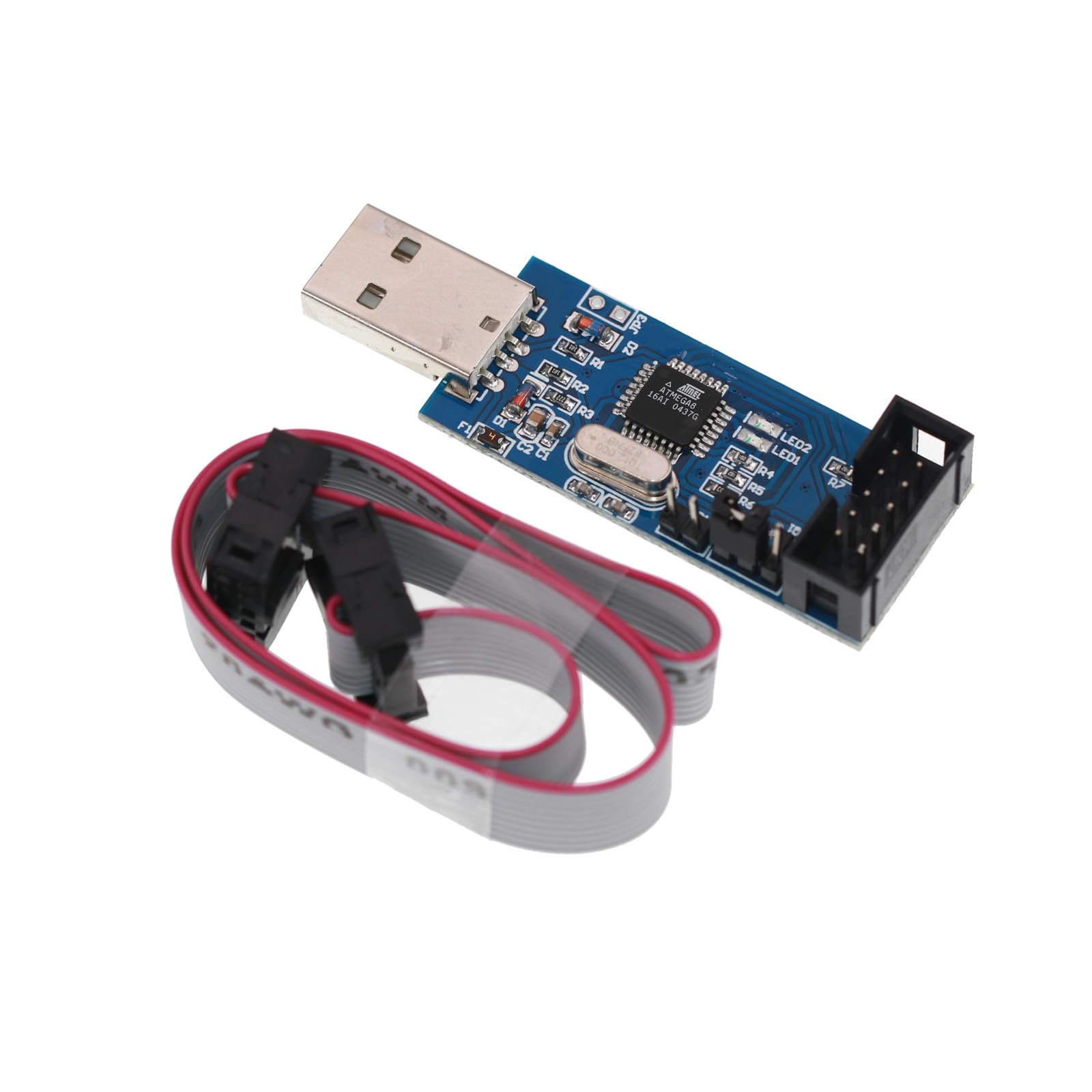 51 programmi AVR ATMEGA8 USBASP USB ISP downloader 10 pin USB programmatore 3,3 V 5 V con cavo 6 pollici lunghezza compatibile con programma AVR ATMEGA8
