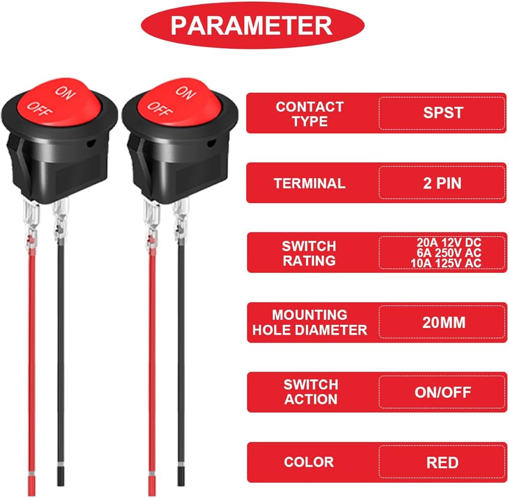 Amazon.co.jp: MKBKLLJY 10個ラウンド ロッカー スイッチ 12v DC 電源