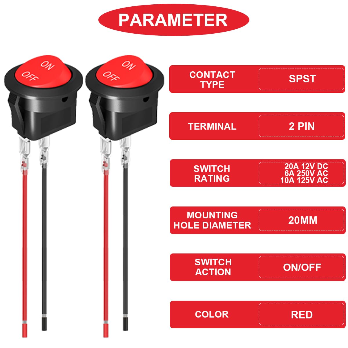 Amazon.co.jp: MKBKLLJY 10個ラウンド ロッカー スイッチ 12v DC 電源