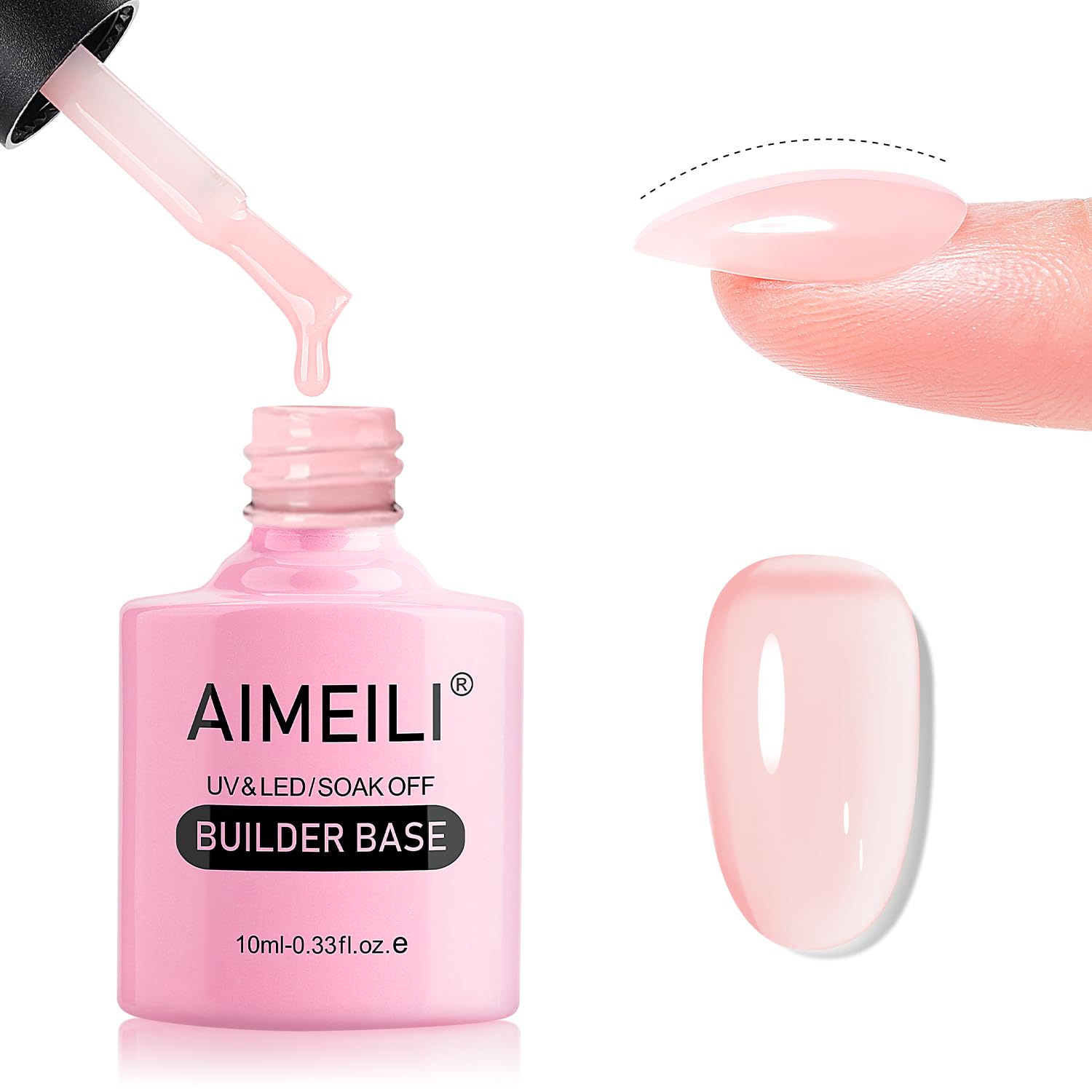 AIMEILI Hema Free 5 in 1 Builder Base Gel, Cruelty Free, Vegan, Strengthener Gel Translucent Gel Polish for Nail Art Manicure 10ML-153