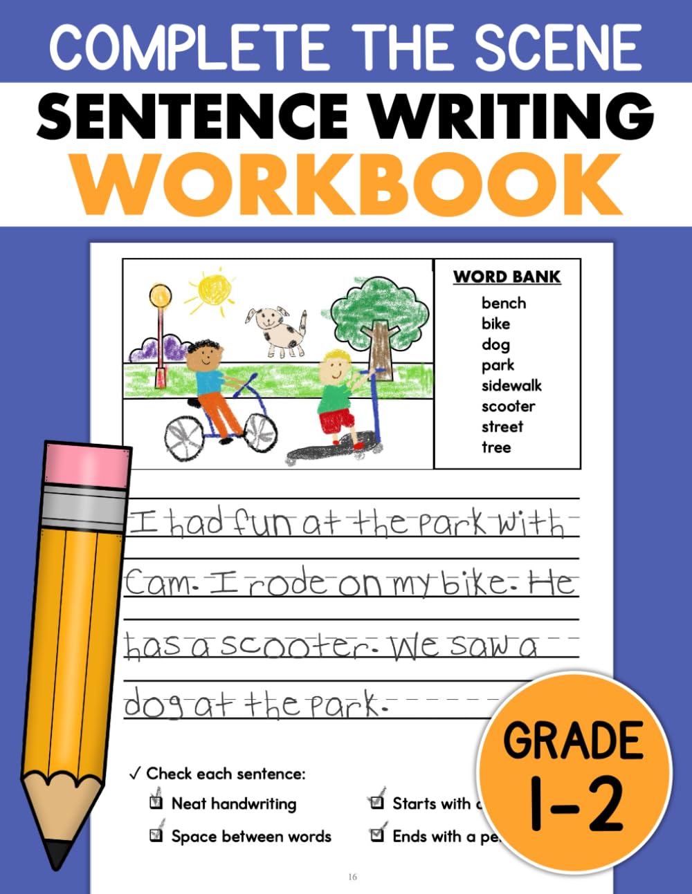 Sentence Writing Workbook Vol. 2 for Grades 1-2: Writing Sentences Practice for Kids 5-7, Draw and Write Activities with...