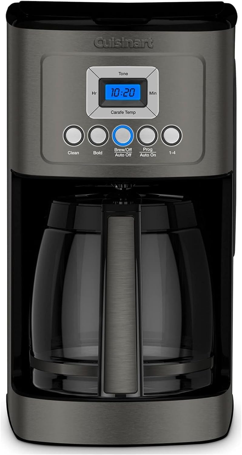 14-Cup Coffee Maker, Programmable PerfecTemp Glass Carafe Coffee Machine with 1-4 Cup Setting, Brew Strength Control and Pause, Stainless Steel, DCC-3200BKSNAS, Black