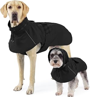 OUOBOB black waterproof hooded dog raincoat