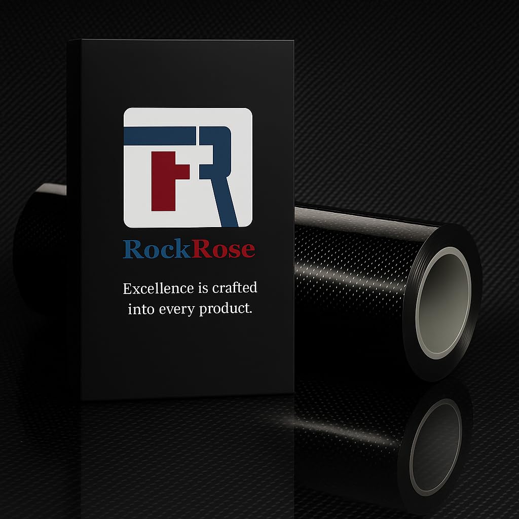 RockRose Black 7D Super Gloss Carbon Fiber Vinyl Film Wrap Bubble