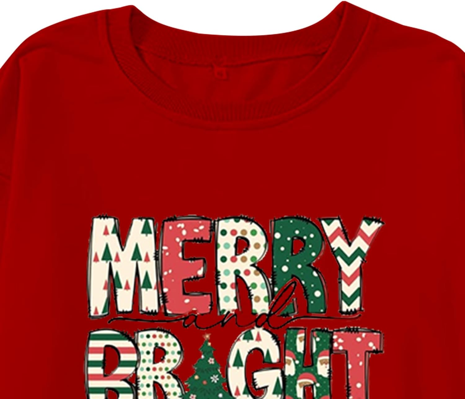 Women's Christmas Sweatshirt Merry and Bright Christmas Sweatshirts Merry Christmas Tree Crewneck Holiday Causal Tops - Image 2