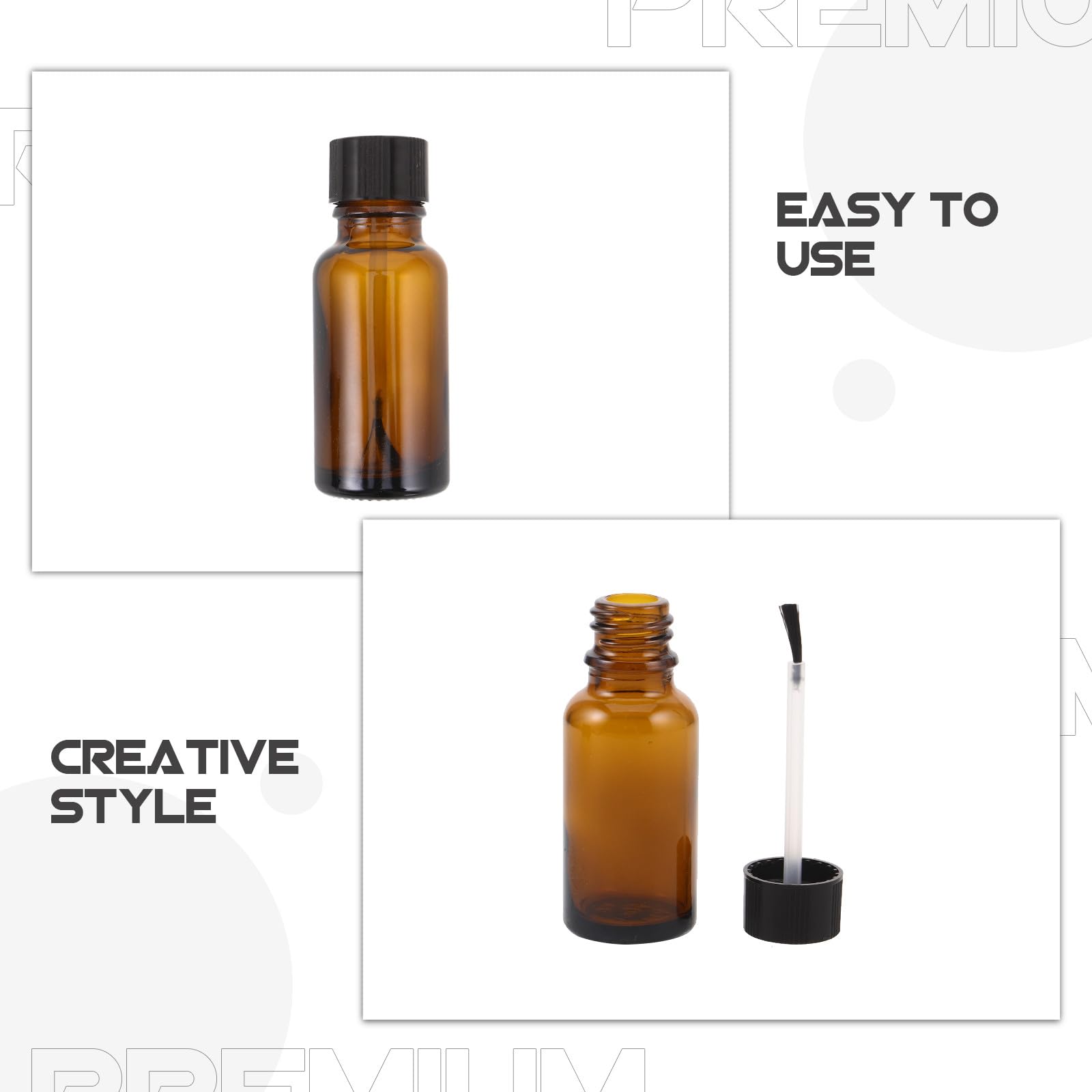 GLEAVI 20 frascos de vidrio ámbar con tapa para laboratorio, rellenables, para aceites esenciales, para muestras de laboratorio, contenedores para manicura y bricolaje, para almacenamiento de
