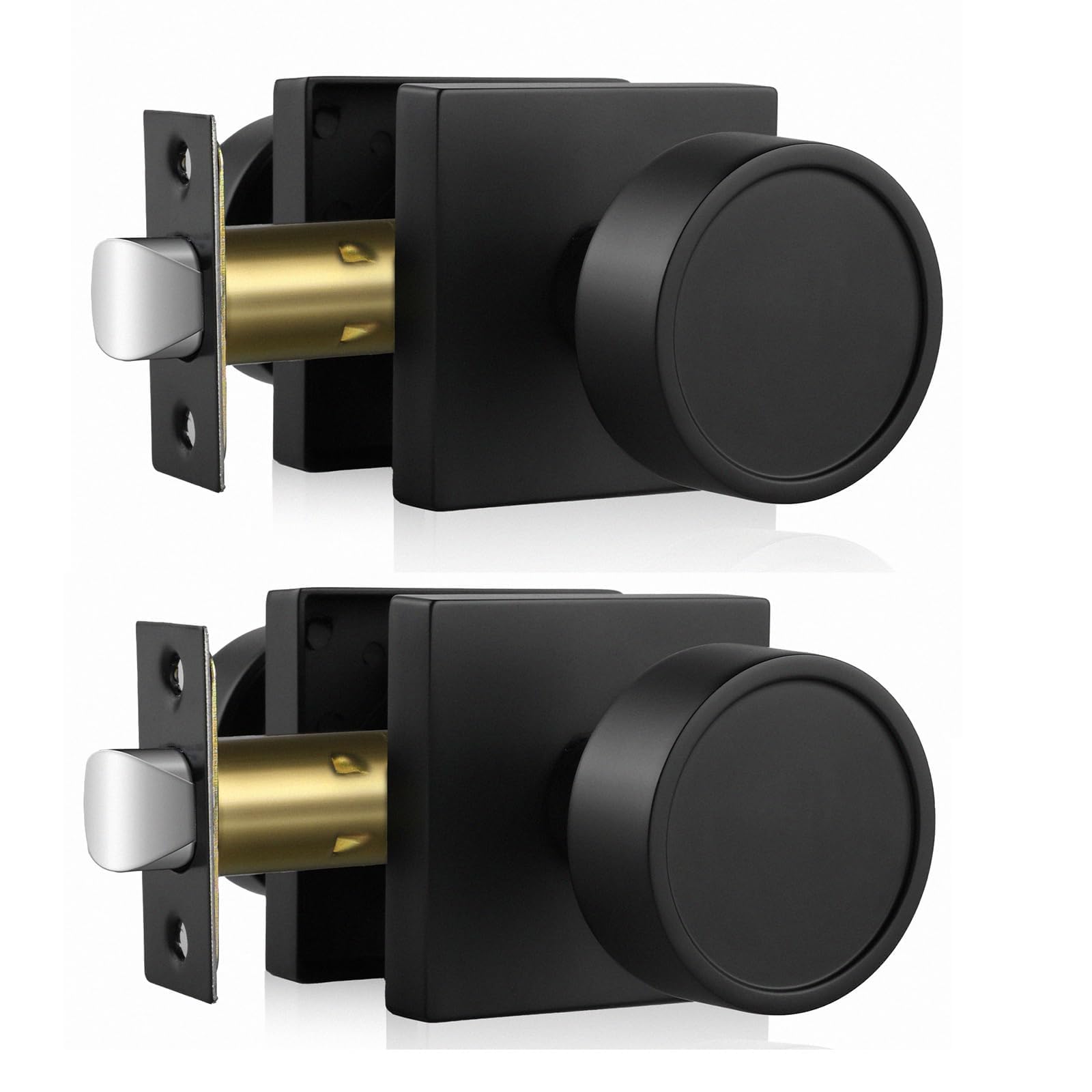 Haidms Black Passage Door Knobs Interior Heavy Duty Zinc-Alloy (2 Pack)