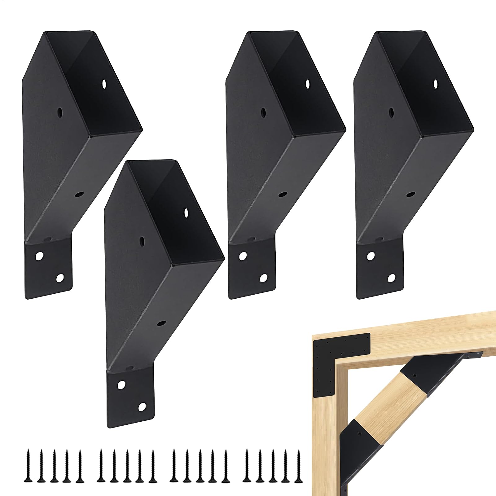 Soportes de pérgola 45 grados - Fijación para pérgola exterior, escuadras de esquina de metal | Soportes robustos de acero galvanizado para madera 2 x 4, Fijación para marco de pérgola, hardware