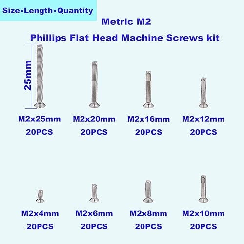 Miniatura 9 de Metric M1 M1.2 M1.4 M1.6 M2 Phillips avellanadocabeza plana de acero inoxidable, kit surtido de tuercas