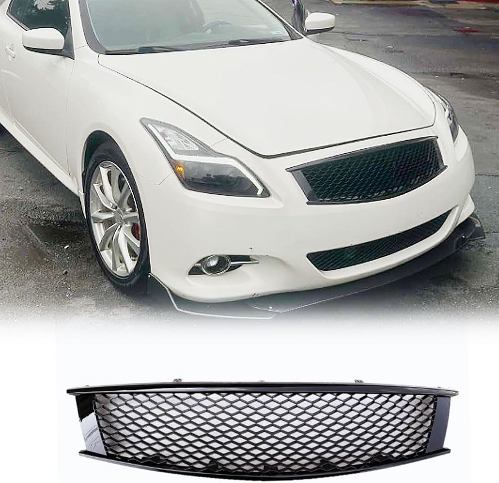 MCARCAR KITGloss Black Front Hood Grill Grille Cover Compatible with Infiniti G37 2008-2013 Coupe 2Door Replacement Conversion Front Kidney Grille