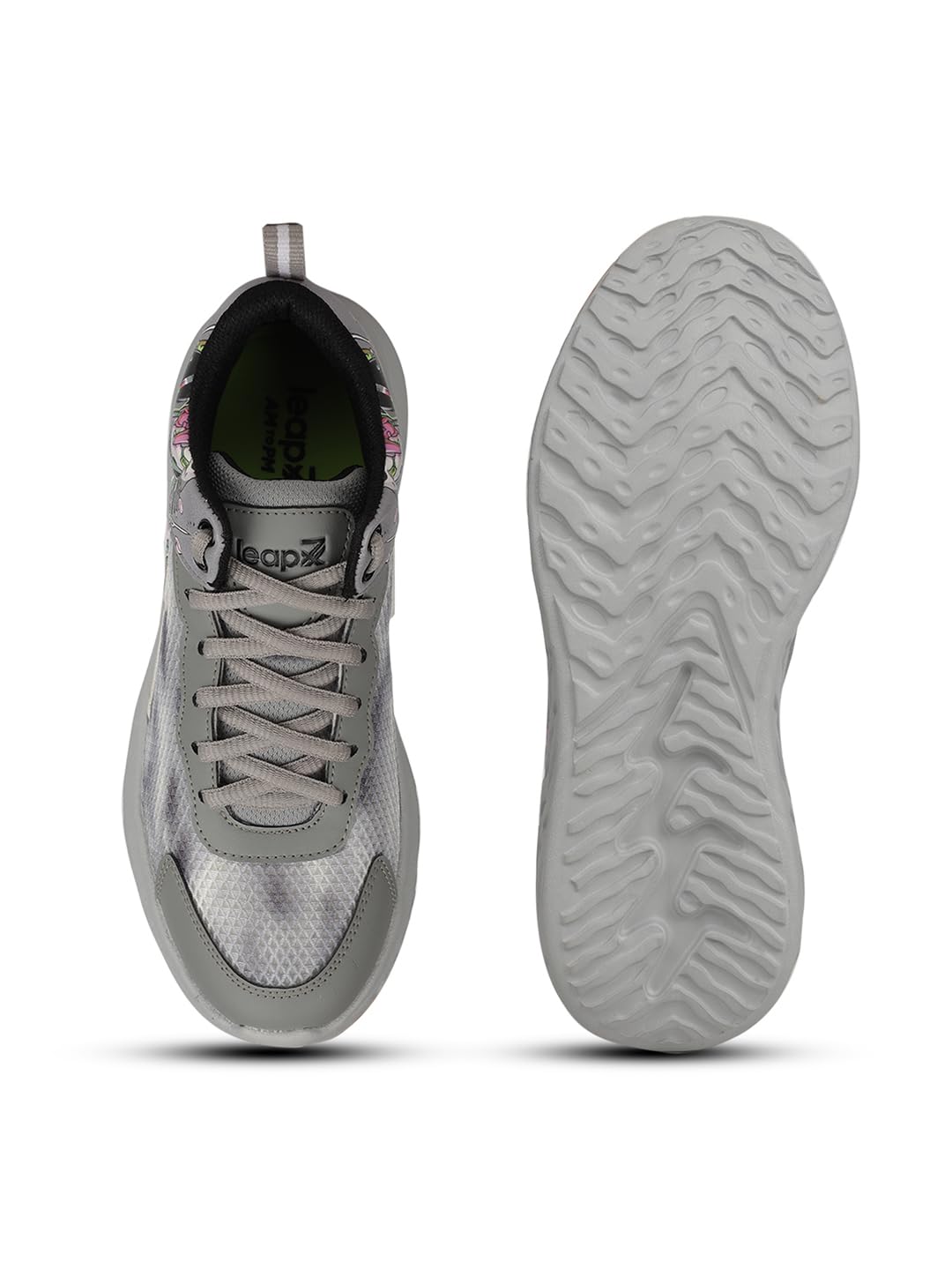 Liberty Leap7x HINKS-1L Lacing Walking Shoes for Kids with EVA Sole|Mesh Upper-Suitable for Jogging, Running|Quick-Wear Elastic Laces|Memory Foam Insole|Comfortable Footbed (L. Grey - 4 UK) 2