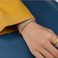 Vista 2 de A D. ALLEN & DANMI. AD Jewelry - Brazalete de acero inoxidable chapado en oro de 18 quilates para el amor