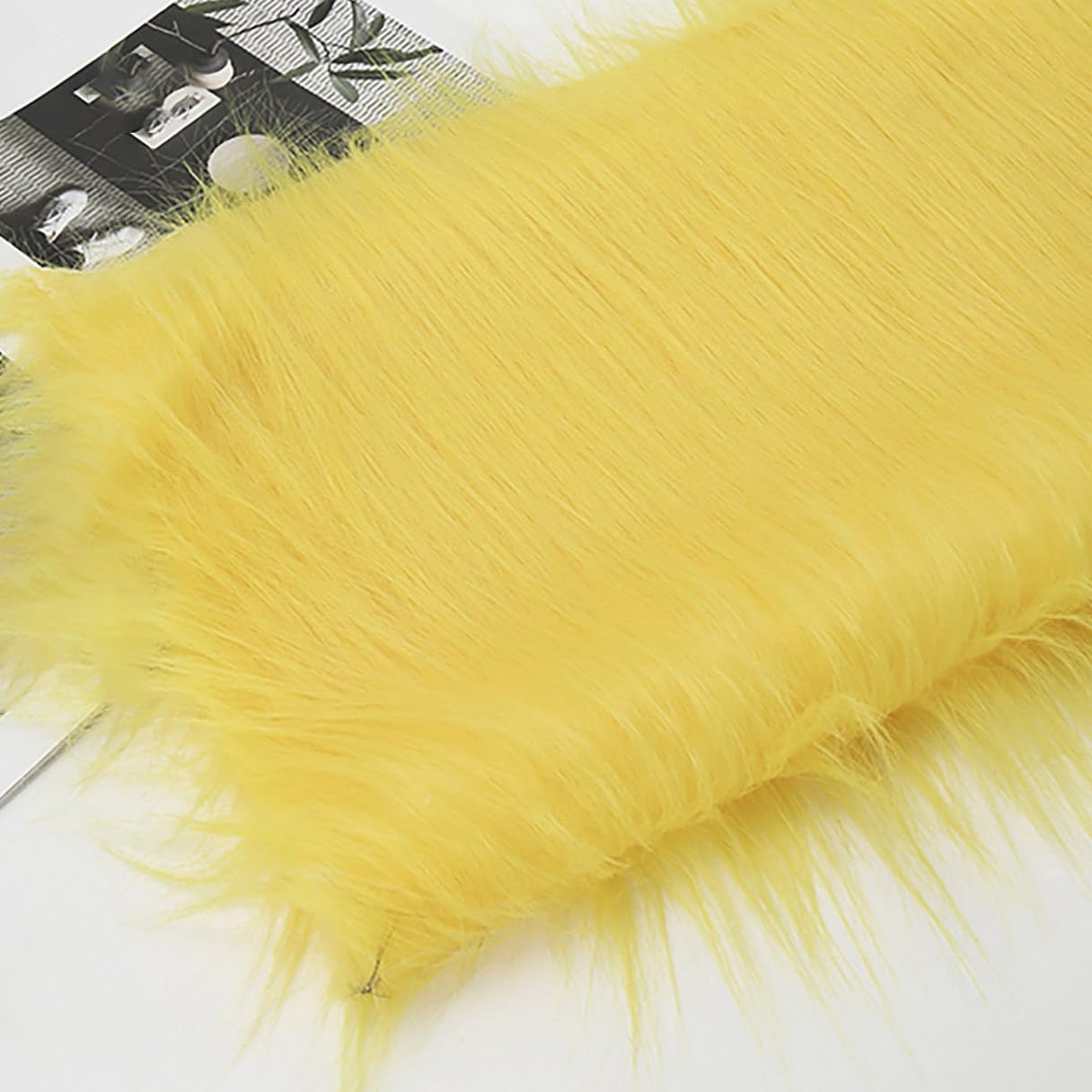 Long Pile 12cm Faux Fur Fabric Fluffy Furry Plush Material for Gnomes Beard Santa Claus Hair Christmas Decoration Dwarf Cosplay Costume DIY Craft 50 Colors(Size:180x50cm,Color:Bright Yellow)