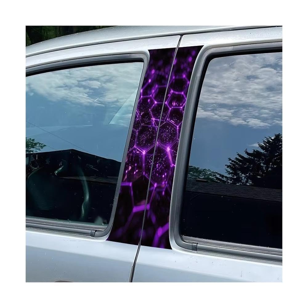 Body Parts 2 PCS Car Door Pillar Decoration Sticker Honeycomb Network Glossy Material Protective Film