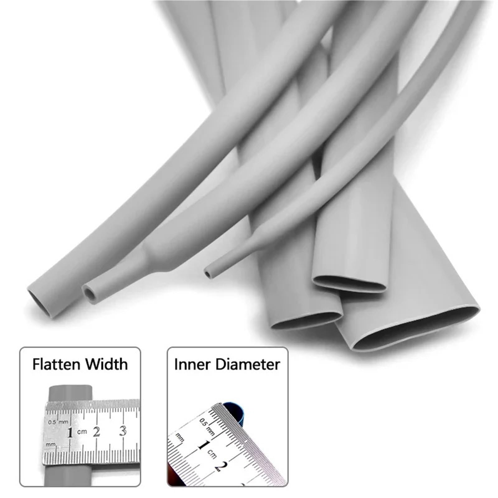 Guaina Termorestringente Tubo termorestringente grigio 3:1 con colla, tubo a doppia parete, diametro 2,4~50 mm, manicotto isolante in poliolefina con rivestimento adesivo(25.4mm,3.0meters)