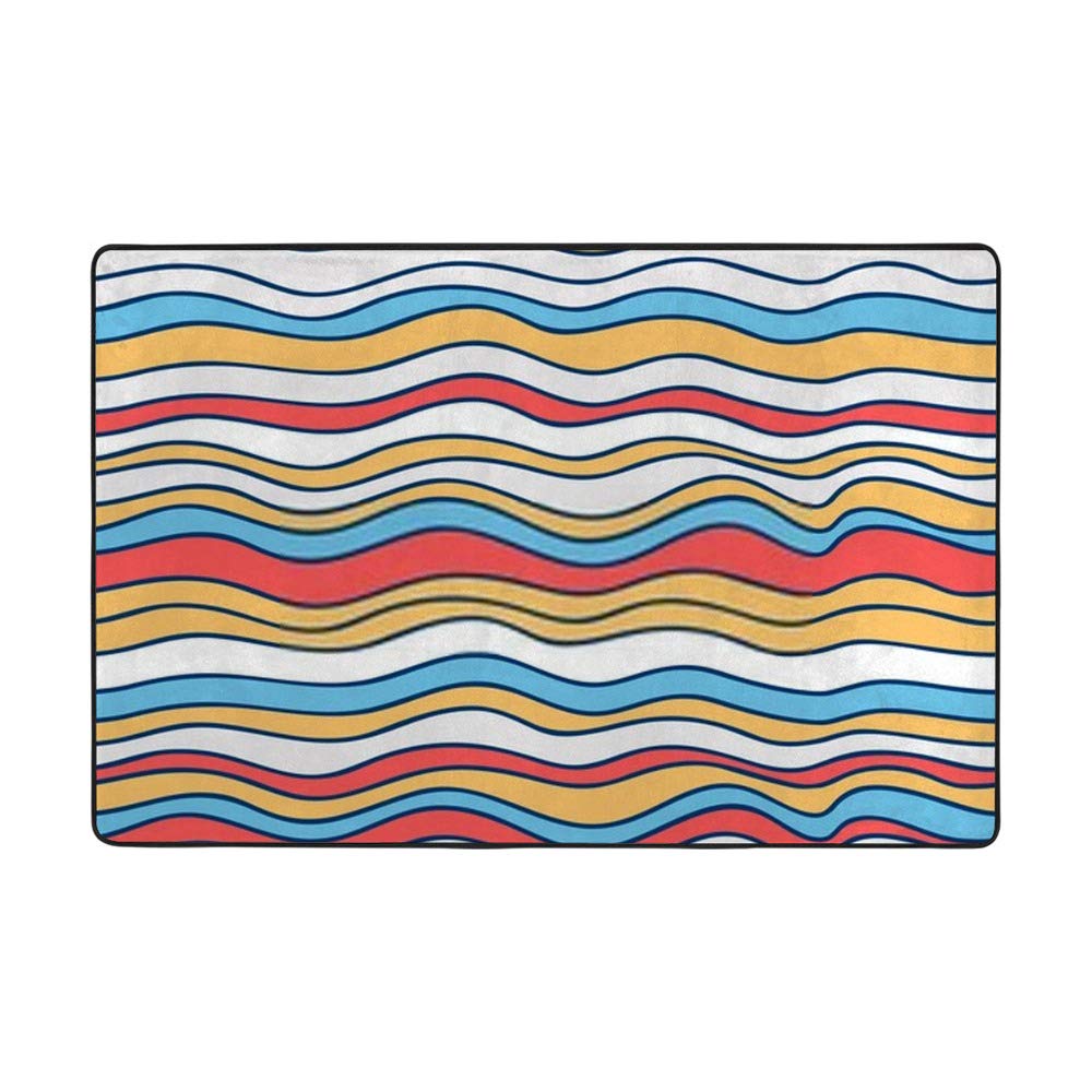 Tapis abstrait ondulé coloré grand tapis de salon 183x122cm en velours corail doux Ruchen