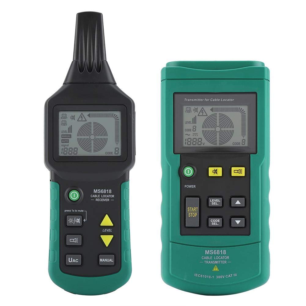 MS6818 12V a 400V AC DC Cable Portátil Teléfono Localizador de cable profesional Detector de tóner Detector de tuberías subterráneas de metal Probador Rastreador de línea (no incluye pila AAA)