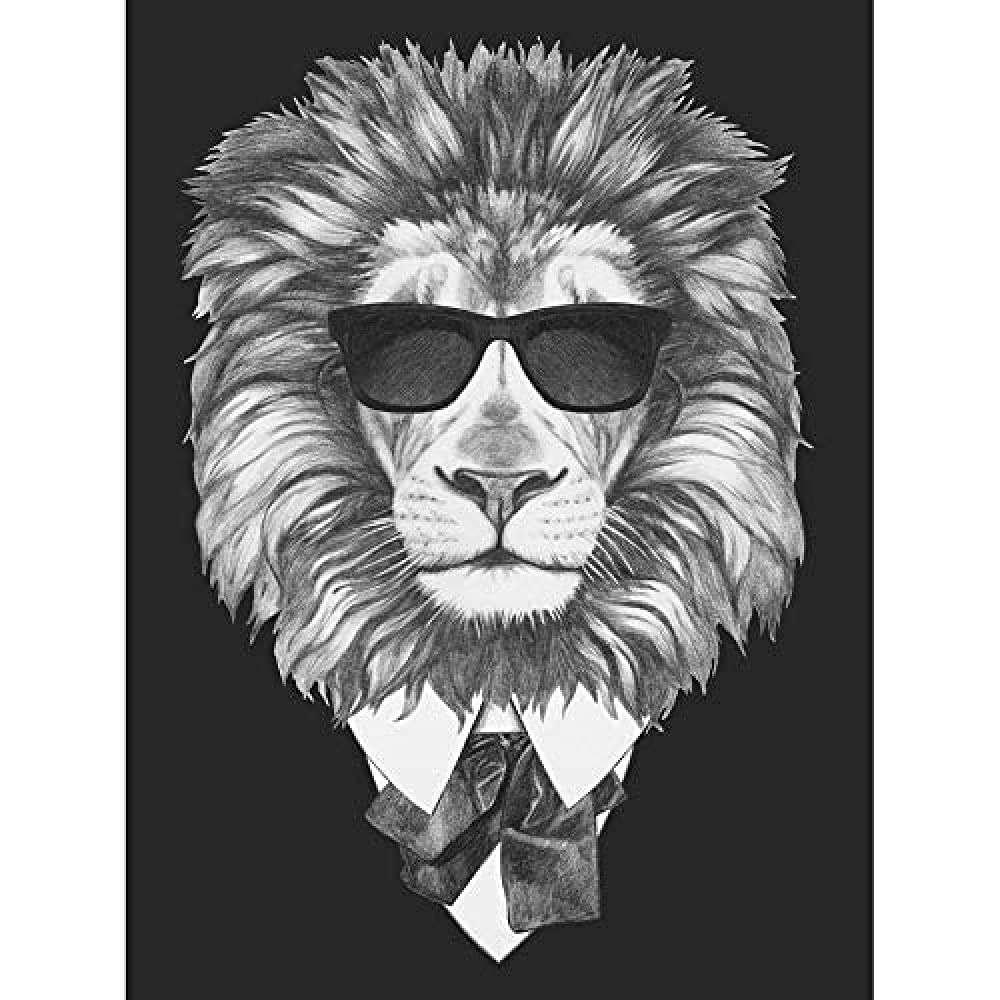 Wee Blue Coo Bow Tie Lion With Sunglasses Unframed Art Print Poster Wall Decor 12x16 inch