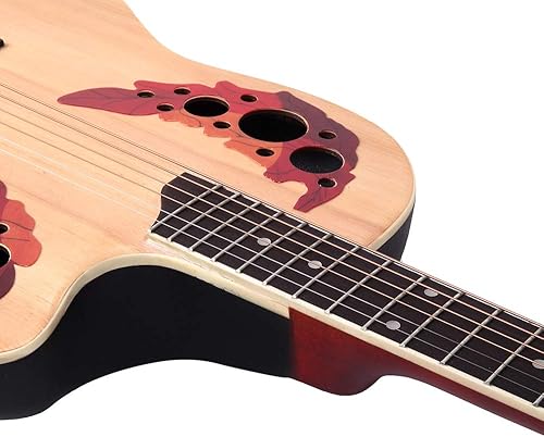 Miniatura 7 de Guitarra acústica de tamaño completo de 41 pulgadas con tapa de abeto, cuerda de acero, bolsa de concierto, naturaleza