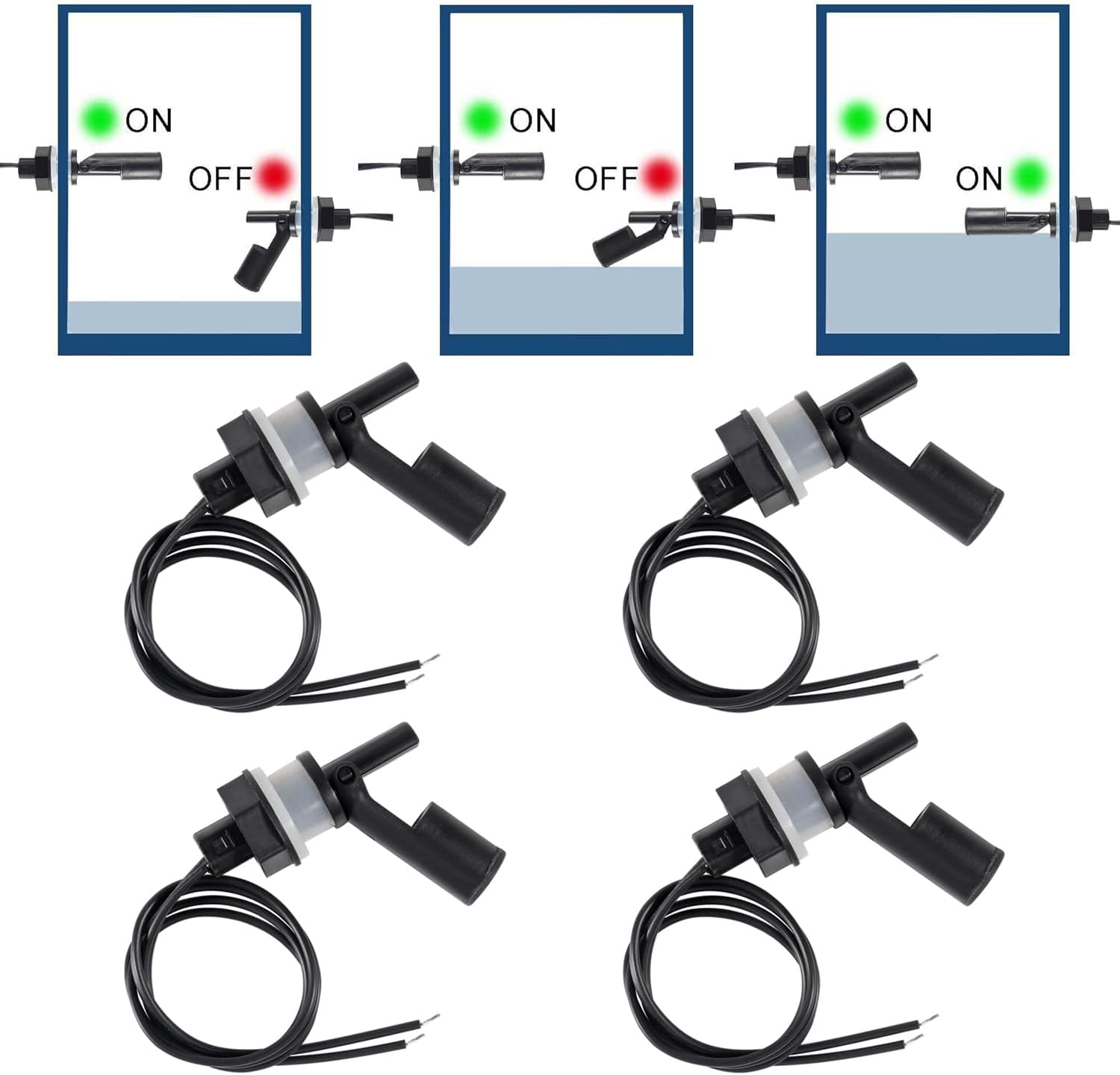4PCS Liquid Float Switch Water Level Sensor Side Mount Horizontal for Aquariums Fish Tank Hydroponics Pool, M16